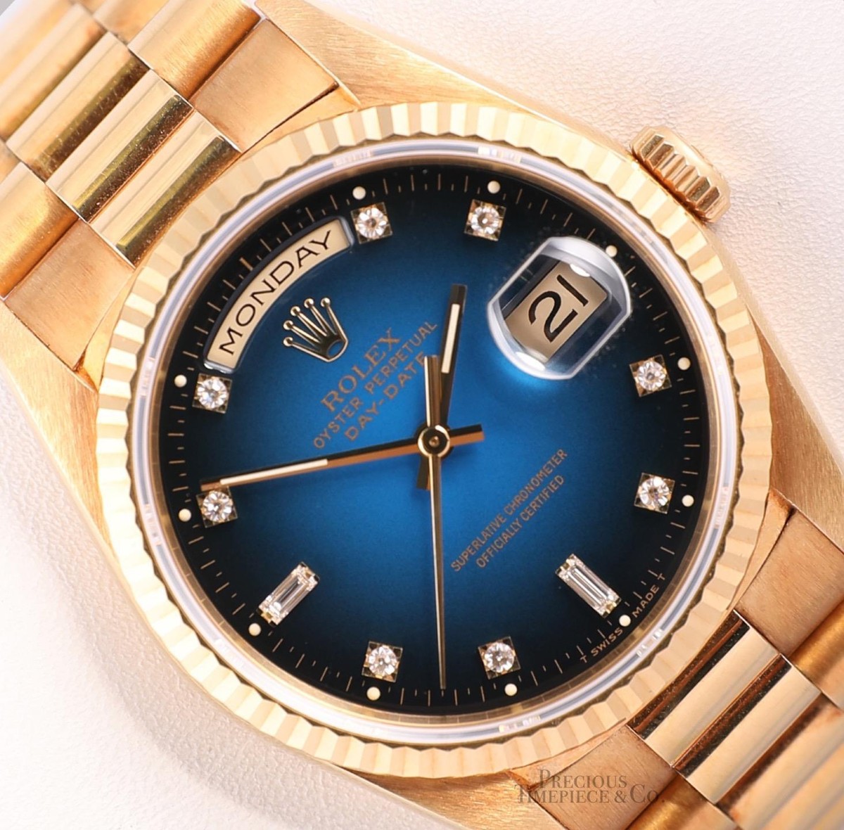 Rare Rolex Day-Date 18238 18k Gold 36mm-Factory Blue Vignette
