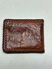 Horse Mare Foal Stallion Hand Tooled Leather Wallet Vintage USA Ornate Bifold
