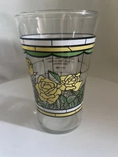 Vintage COCA COLA WHATABURGER Yellow Rose Flower Glass 5 1/2  Rare