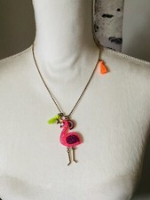 J Crew Crew Cuts Girls Gold Glitter Pink Flamingo Necklace