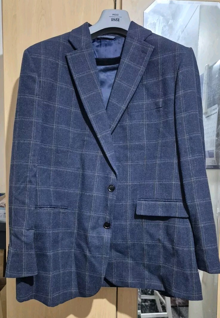 Tailored Fit Navy Check Tweed 3 Piece Suit