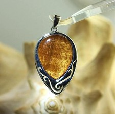 21.5mm Hawaiian Rhodium Plated Brass Genuine Koa Wood Reversed Teardrop Pendant