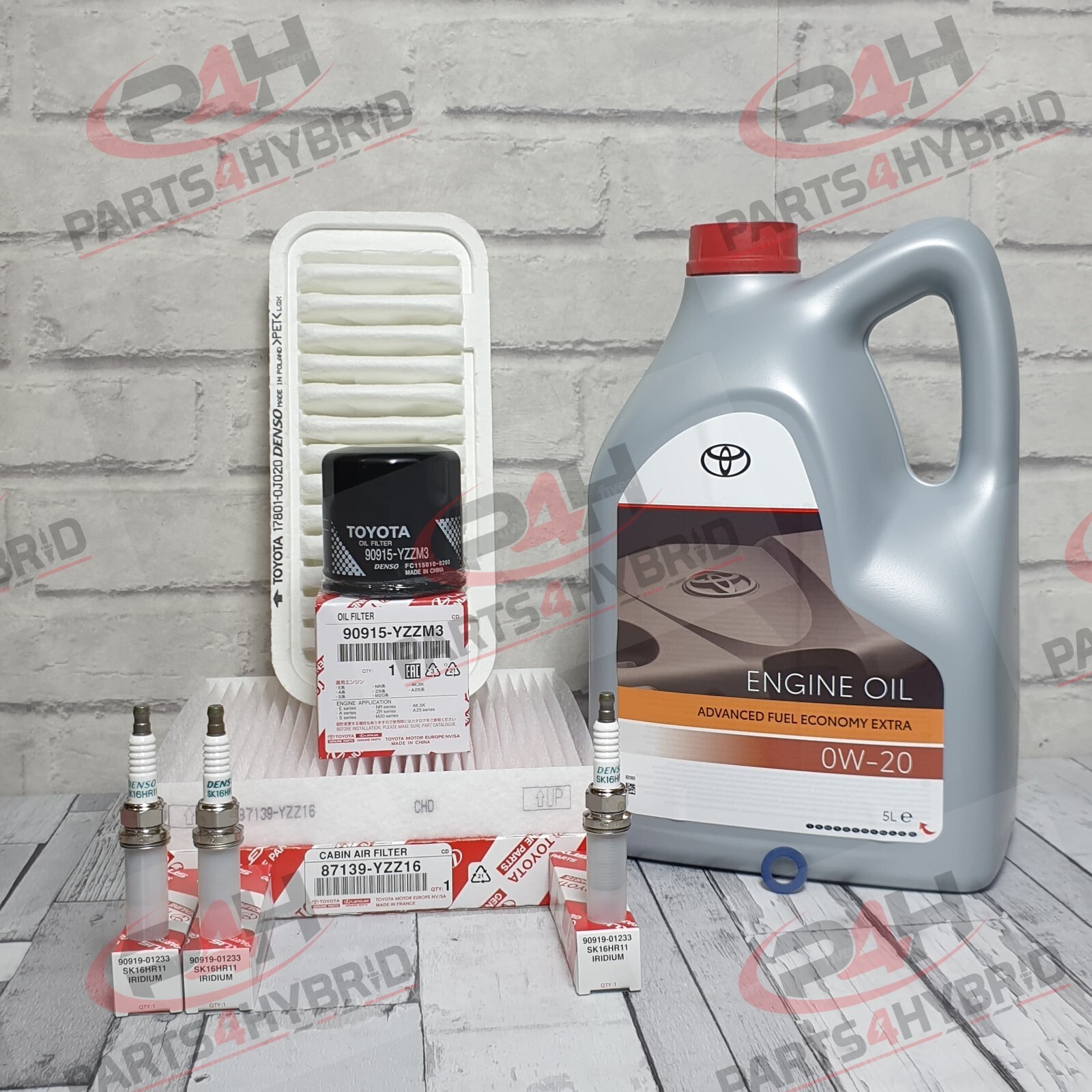 Genuine Toyota Yaris Service Kit KSP130 1.0L 2011-2014 With Spark Plugs & 0W20
