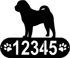 Shar Pei Dog PAWS House Address Sign - Made in USA