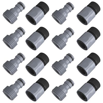 Garden Hose Quick Connect 8 Sets 3/4'' Plastic Male Female Water Fitting Adapter