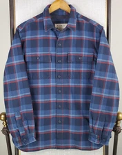 L.L. BEAN Mens Medium Insulated Flannel Overshirt Jacket Shacket Blue Plaid Size