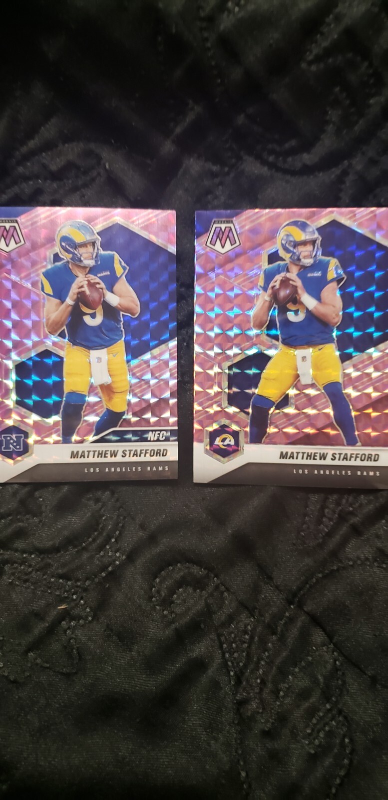 2021 Panini Mosaic Matthew Stafford Purple Prizm /49 #116 + /49 #205