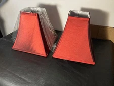 Lamp Shades Cloth W/Floral Design Lined 8.5" High 9" Base Set of 2