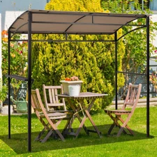 NNECW Patio Barbecue Canopy with Serving Shelf and Storage Hooks for Garden-Coff