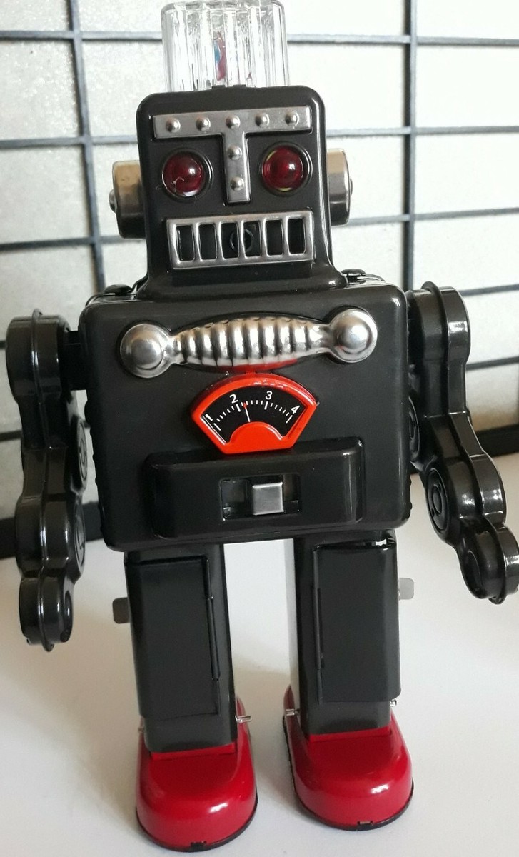 Smoking Spaceman Battery Operated Robot Reproduction BLACK