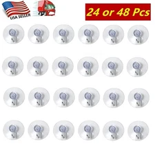 24/48 Pcs Multi-function Heavy Duty Suction Cups Hooks 1.50", Hang up to 1000g