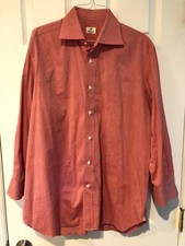 Borrelli Napoli Men  s Button Front Dress Shirt Red 16 41 EUC