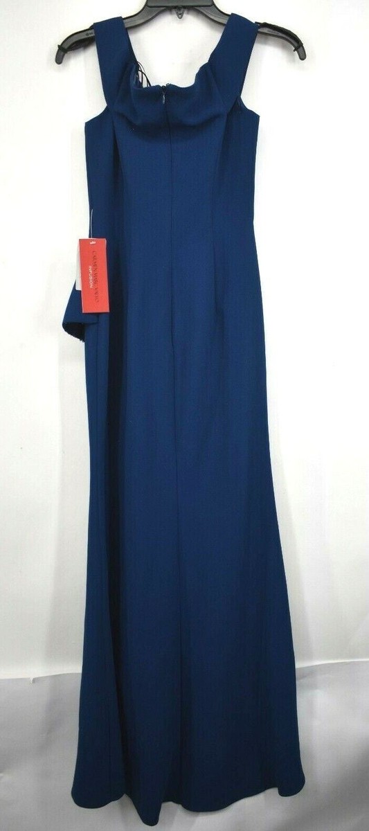 Carmen Marc Valvo Infusion Womens Blue Off-the-Shoulder Ruffle