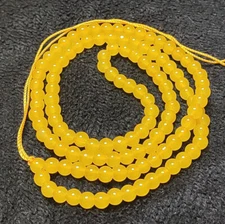 5pc 6mm Yellow Jade Round Beads Necklace String Cord Rope for Pendant 26"