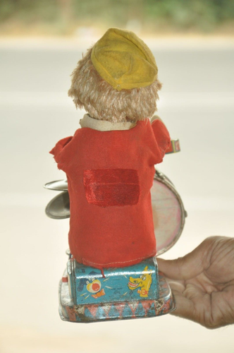 Vintage ALPS Textured Cloth Bunny/ Rabbit Playing Orchestra Litho Tin Toy, Japan - Picture 8 of 13