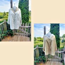 Rio Reversible 2-way Button Down Collared Ivory And Gold Jacket - Plus Size 22