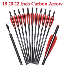12pcs 18/20 Inch Archery Carbon Arrow Hunting Arrows for Compound&Recurve Bow