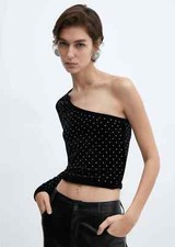 Brand new MANGO one shoulder strass velvet top RRP £25.99