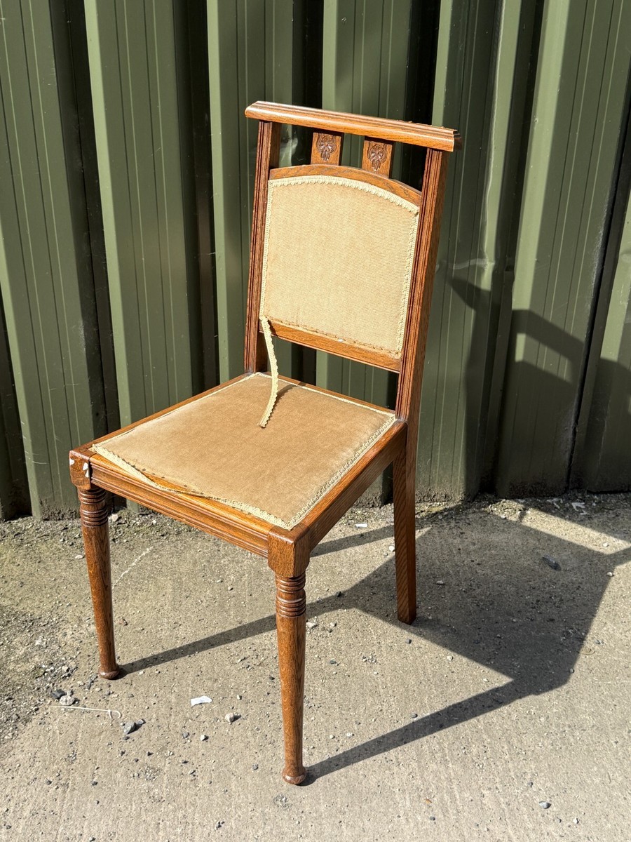 ANTIQUE VICTORIAN SOLID WOOD OLD WOODEN CARVED DINING CHAIR ROSE
