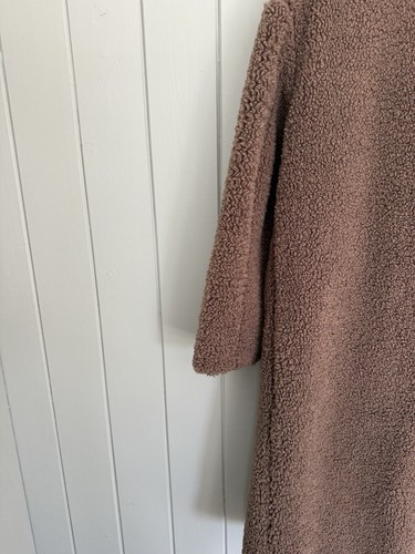 Apparis Anoushka Faux Fur Double-Breasted Long Teddy Coat S Small Brown Cocoa - Picture 6 of 6
