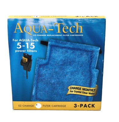 Aqua-Tech Power Aquarium Filter Fits 5 - 15 Power Filters (3-Pack) Ez Change NEW