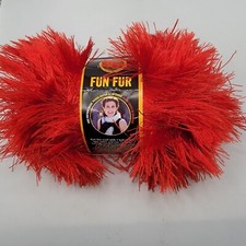 Lion Brand Yarn Fun Fur Eyelash Bright Red 100 Polyester 5 PLY 1 Ball NEW