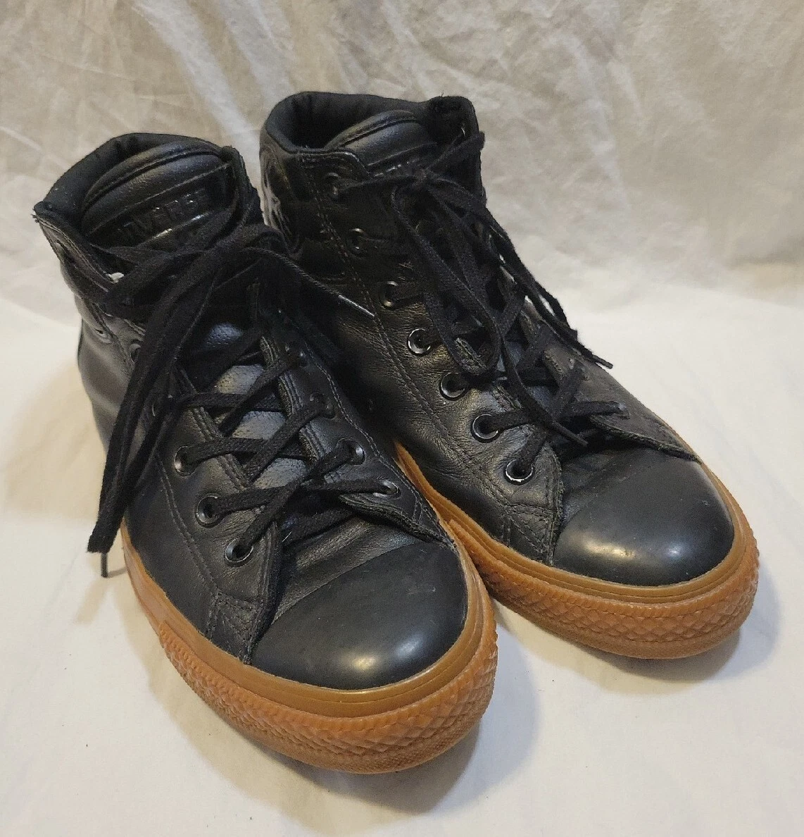 Converse Chuck Taylor Shoe Men 8 Leather Black All Star High Top