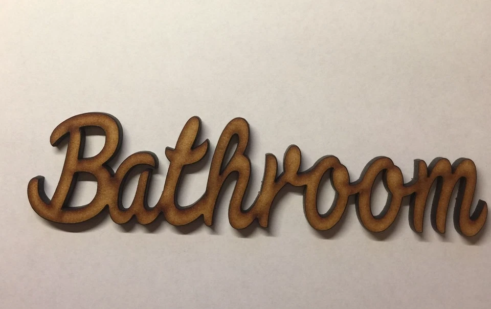 LASERKRIS Madera Baño Mdf Madera Palabra de pie 6 mm Grueso Placa Corte Láser Artesanía Letras