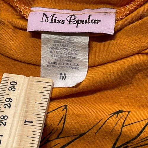 Women’s Size Medium Top Sunflower Shirt Quarter Sleeve Cropped Blouse Yellow Sun - Picture 2 of 7