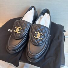 Chanel Quilted Leather Tab Loafers - Black (G36646 X01000 Chanel Quilted Leather Tab Loafers - Black (G36646 X01000