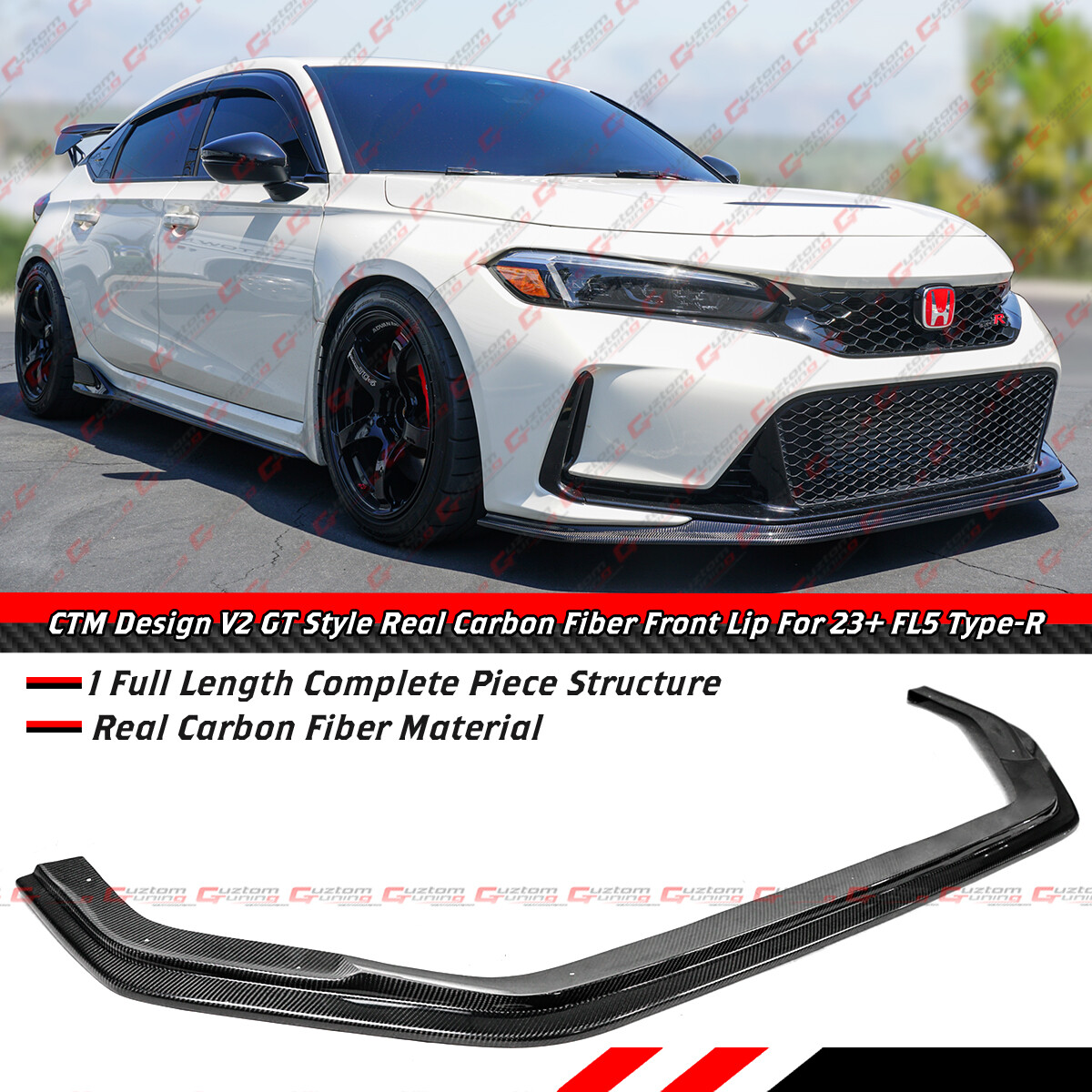 For 2023-25 Honda Civic Type-R FL5 CTM V2 Carbon Fiber Front