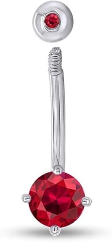 Body Piercing Belly Button Ring Simulated Birthstone 14K Yellow Gold Plated - Image 4 of 4