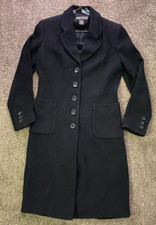 Vintage Banana Republic Medium Wool Cotton Women's Coat Overcoat Black
