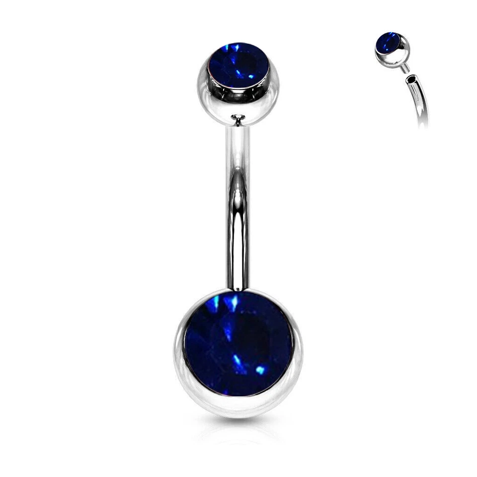 1 Ct Round Cut Lab-Created Gemstone Belly Button Ring 14G 1.6 mm Stainless Steel - Image 4 of 4