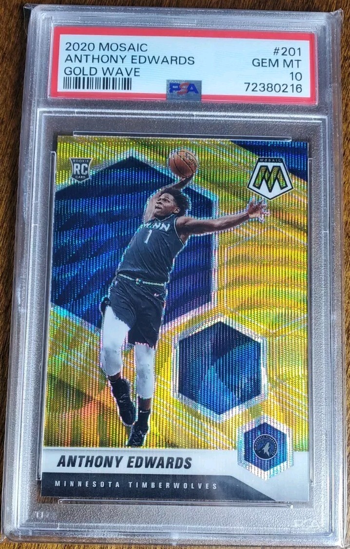 2020-21 Panini Mosaic - Gold Wave Prizm #201 Anthony Edwards (RC) PSA 10
