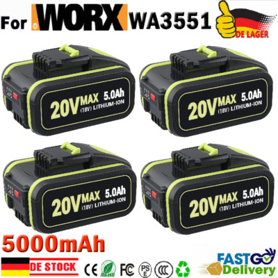 4X 5000mAh 20V MAX Akku Für Worx Ersatzakku WA3553 WA3556 WA3551 NEU