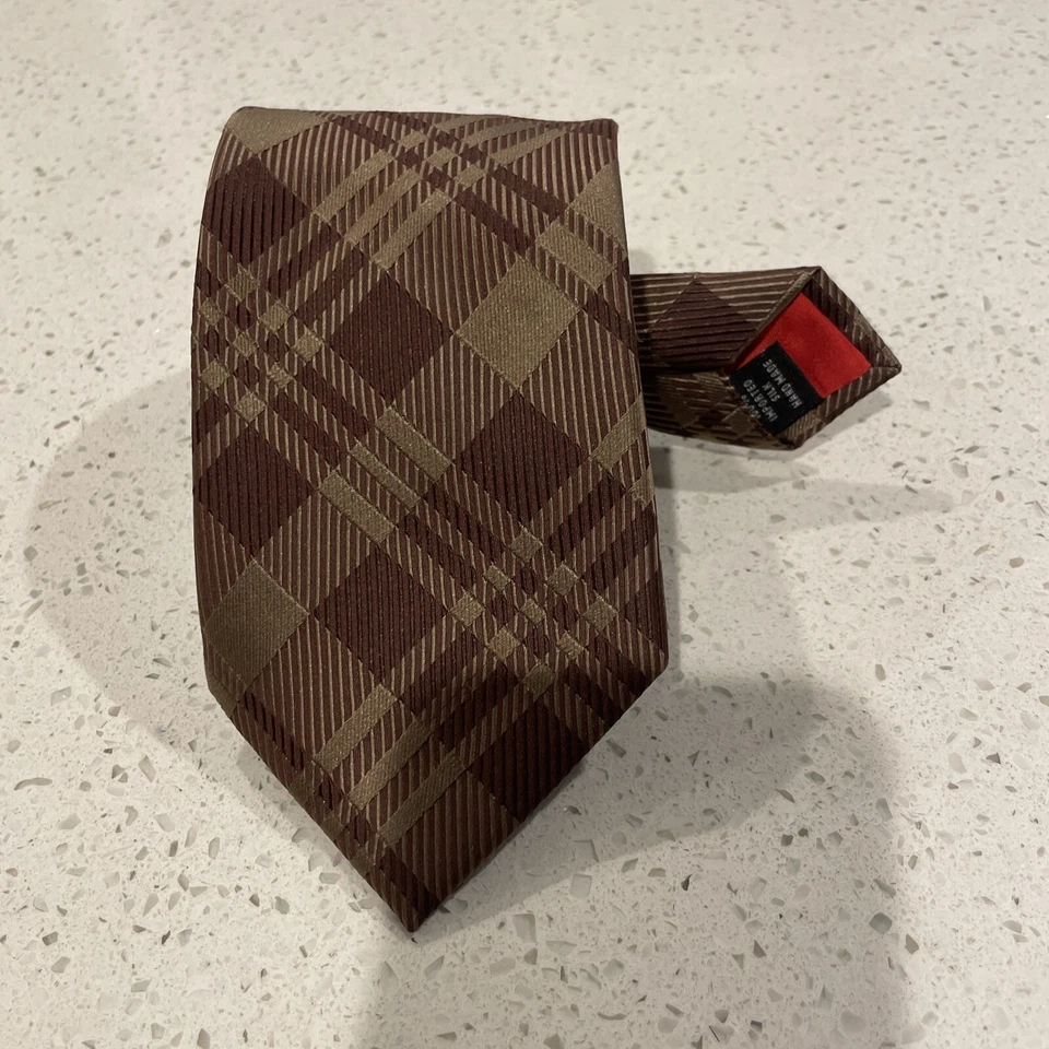 Corbata para hombre Oscar de la Renta marrón multicolor 100 % seda hecha a mano  Foto 2 de 4