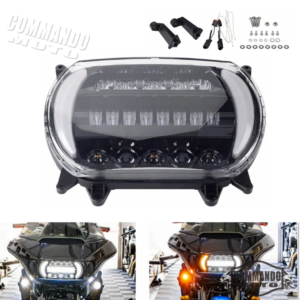 LED Headlight Assembly Kit For Harley Road Glide Limited Special Ultra 2015-2024 - Image 2 of 4