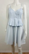 ROMEO + JULIET COUTURE Pleated BLUE WHITE STRIPED STRAPLESS DRESS Size Medium
