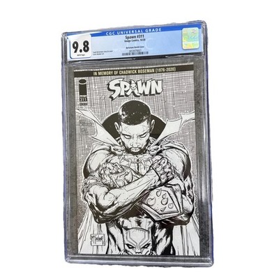 SPAWN #311 Todd McFarlane B/W Sketch Cover D CGC 9.8 CHADWICK BOSEMAN Tribute