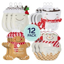 SpaLife 12 Pk Christmas Face Mask Bundle Korean Hydrating Soothing Gift