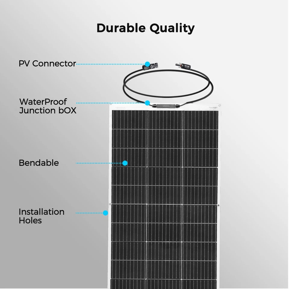 240W Solarmodul Mono Solarpanel Flexibel biegsam 12v Netzunabhängig Wohnwagen - Bild 4 von 4