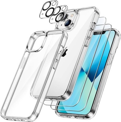 JETech 5-in-1 Set: iPhone 13 6,1 Zoll (2 Schutzfolie, 2 Kameraschutz & 1 Hülle)