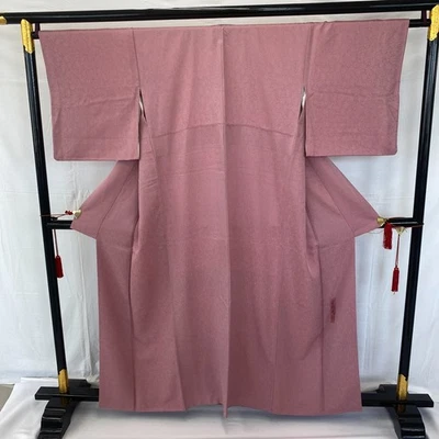 Kimono japonais vintage soie rose écusson familial traditionnel authentique l... - Photo 1/4