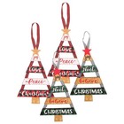  4pcs Wooden Christmas Tree Signs: Merry Christmas Plaque - Rustic Farmhouse