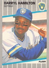 Darryl Hamilton 1989 Fleer 187 Milwaukee Brewers Rookie BASEBALL Card. rookie card picture