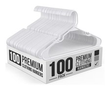 NEATERIZE Clothes Hangers Plastic 100 Pack for Adults - Plastic Hangers