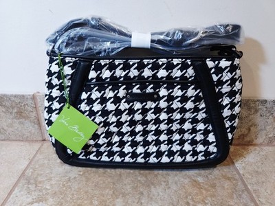 Vera Bradley Trimmed Trapeze Crossbody Bag Midnight Houndstoooth Black White NWT