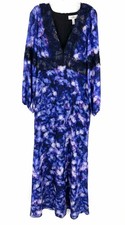Belle by Badgley Mischka Size 10 Indigo/Black Lace Print Dress-Formal Wear