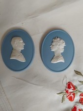 Wedgwood Jasperware Portrait Medallions Of Queen Victoria II And Prince Phillip 
